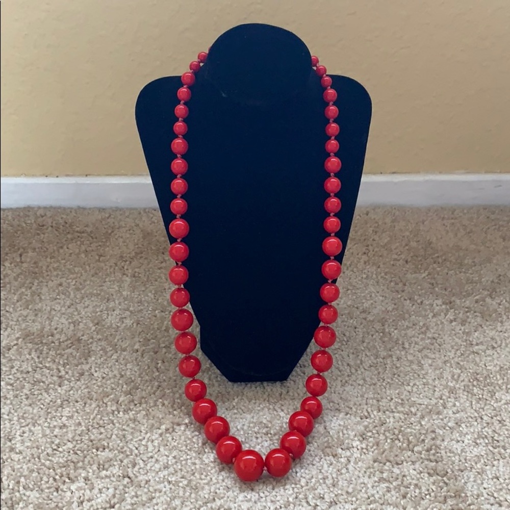 Red Plastic Bead Necklace